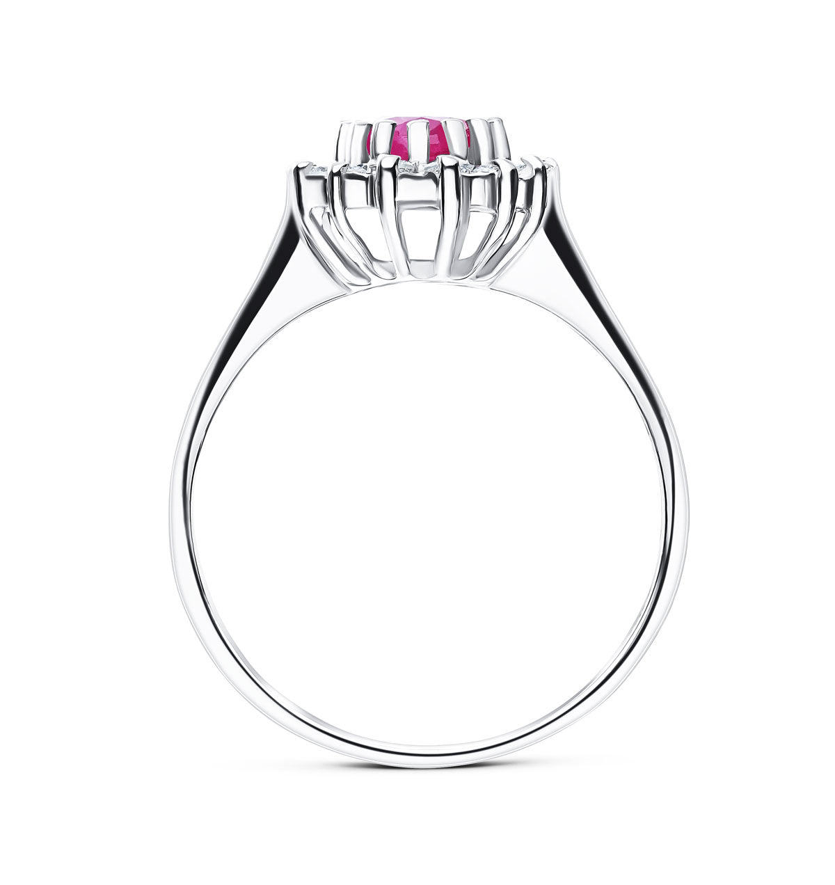Ruby 0.95ct And Diamond 9K White Gold Ring